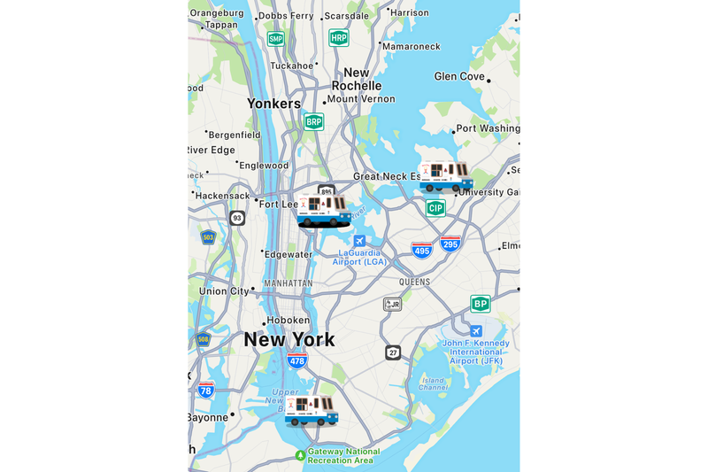 A map of New York City and where ice cream trucks are located on April 30, 2024.