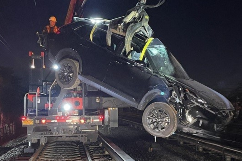 Basilio Hidalgo, 40, was arrested after driving his SUV onto the main line of the Long Island Rail Road tracks in Floral Park on Dec. 8, 2024. 