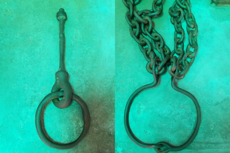 The chains, some over 500 years old, were introduced by the Portuguese, British, and Americans during the transatlantic slave trade. 