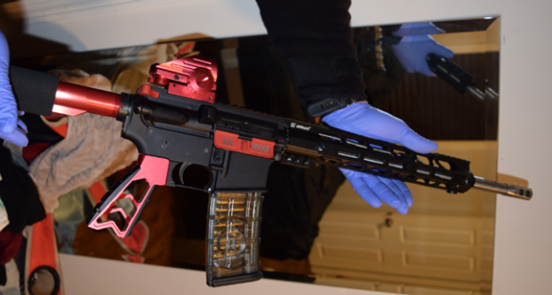 A ghost gun themed after the Bloods gang.