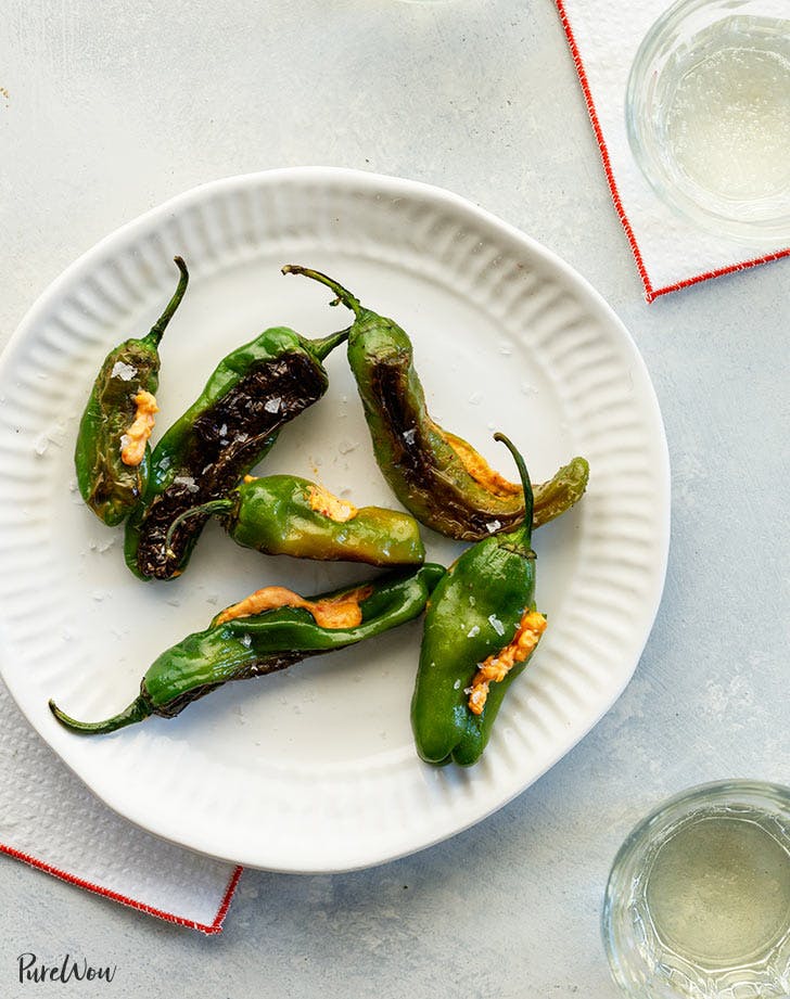 Cheese stuffed shishito peppers
