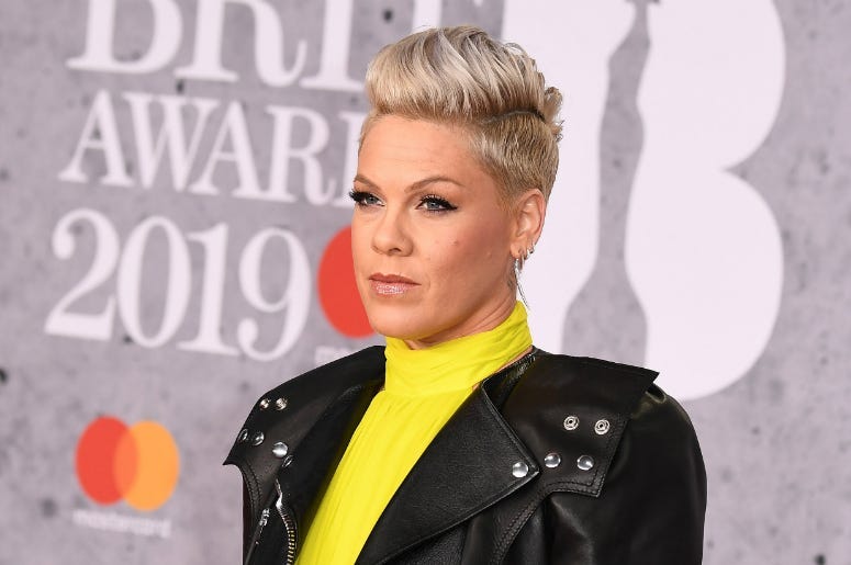 Pink, winner of the Outstanding Contribution to Music Award, attends The BRIT Awards 2019