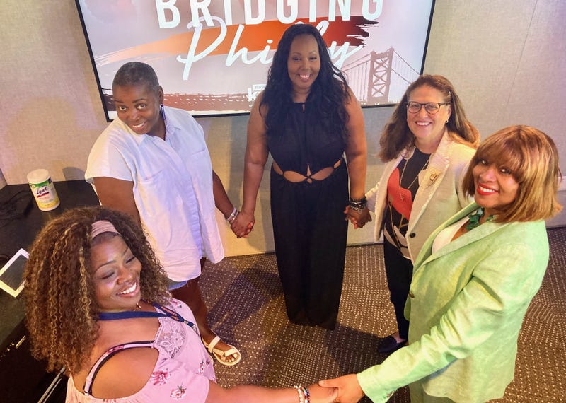 KYW Newsradio's Racquel Williams (right), along with her Pink Sister Circle of breast cancer survivors