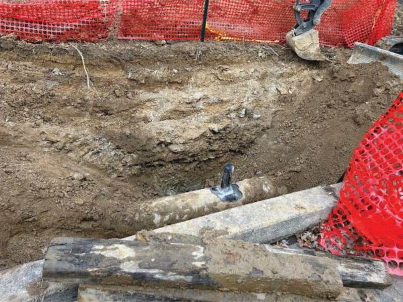 Exposed pipeline in Upper Makefield Township, Bucks County.