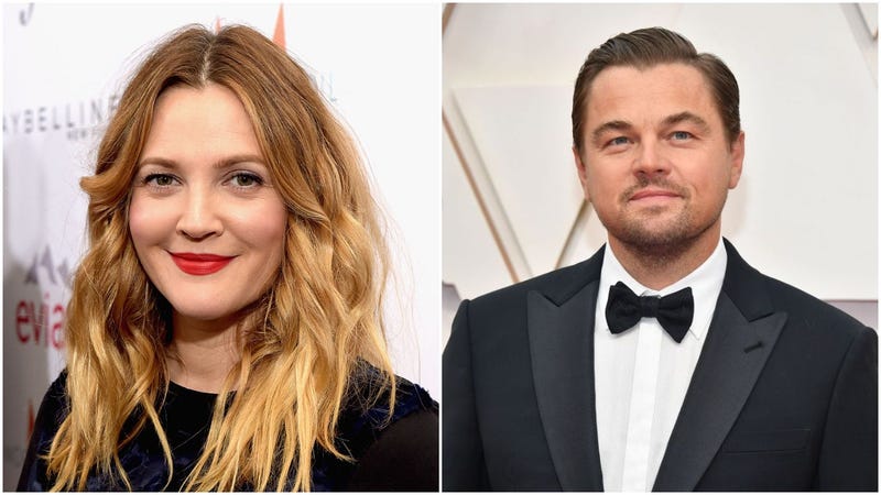 Collage photo of Drew Barrymore and Leonardo DiCaprio