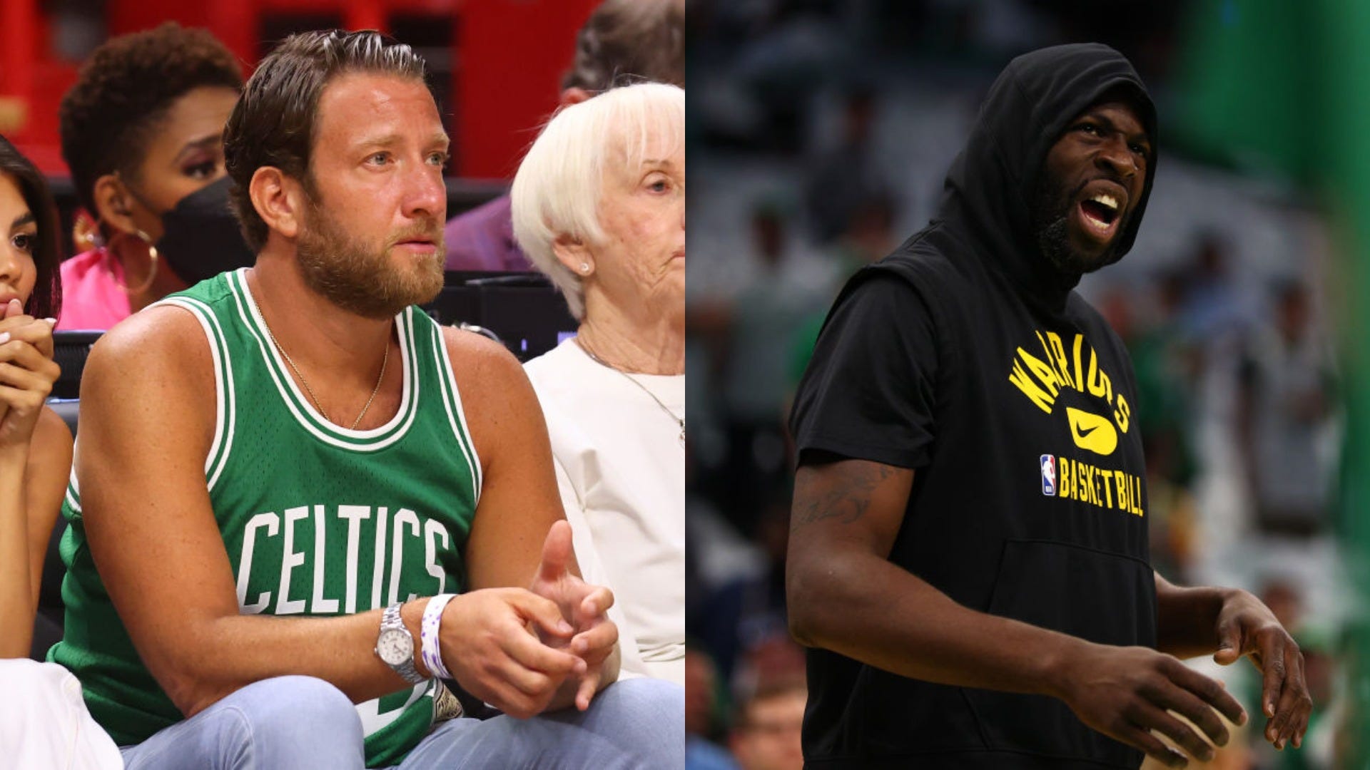 Dave Portnoy seen jeering at Draymond Green on his way to the bench during Game 4