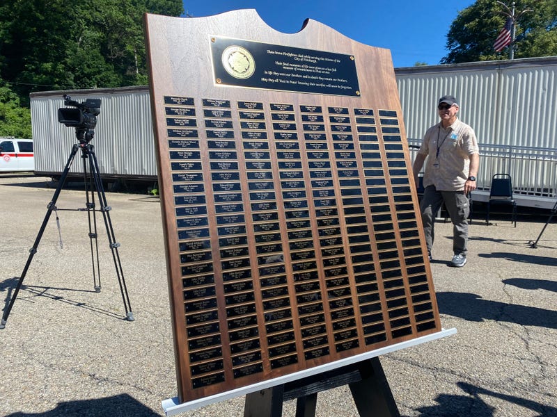 Plaque honoring fallen firefighters