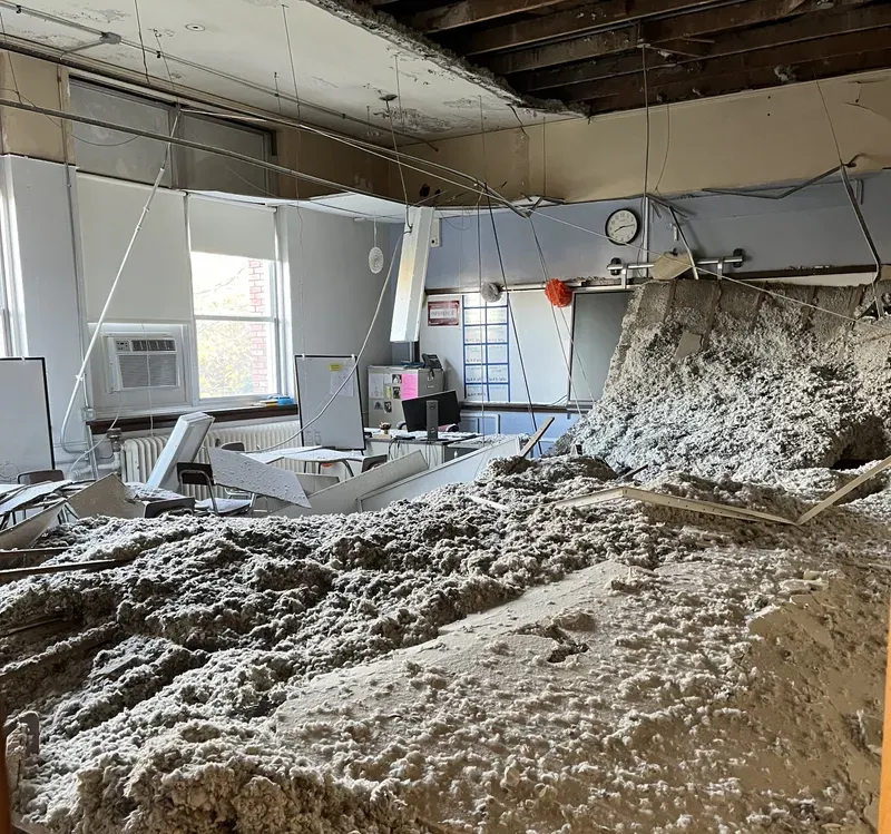 ceiling collapse at Lockport Township High School Central Campus