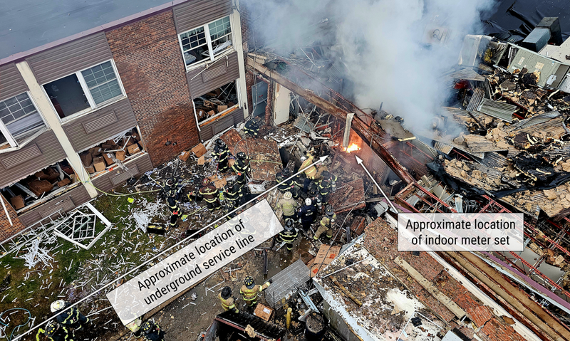 Aerial view of wreckage of Bristol nursing home explosion 