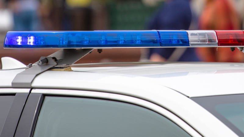 Modern flashing lights on a police car - stock photo