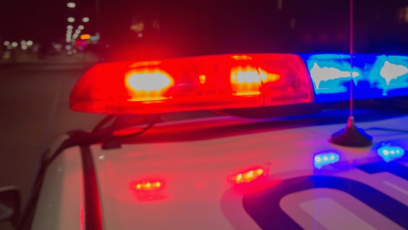 Red and blue Lights of police car in night time
