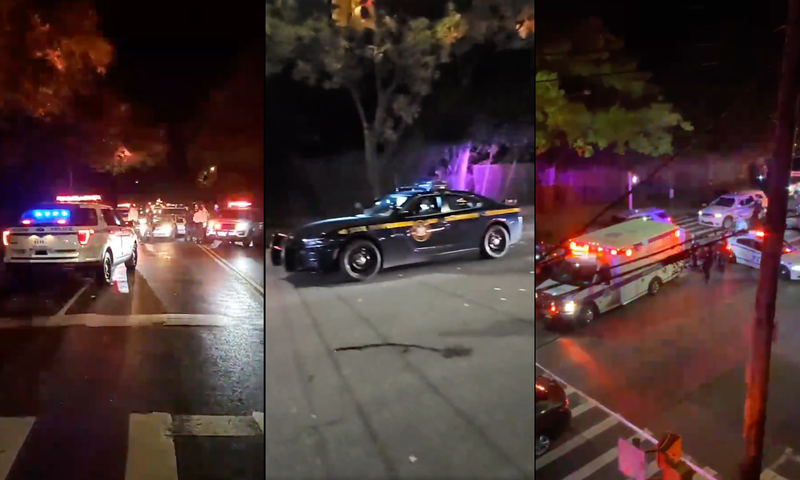NYPD and state police at the scene of the arrest in Dyker Heights on Wednesday night