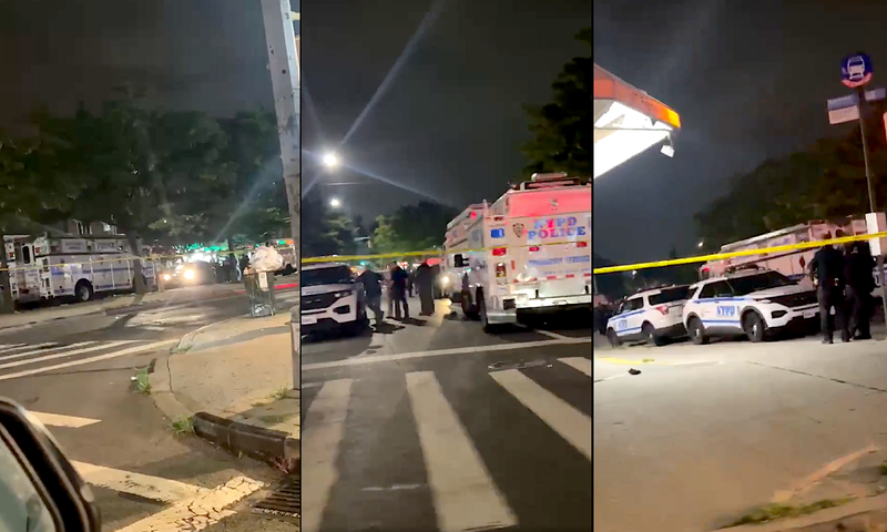 A corpse was found in a chair, reportedly surrounded by canisters with biohazard labels, inside a Cypress Hills apartment Wednesday