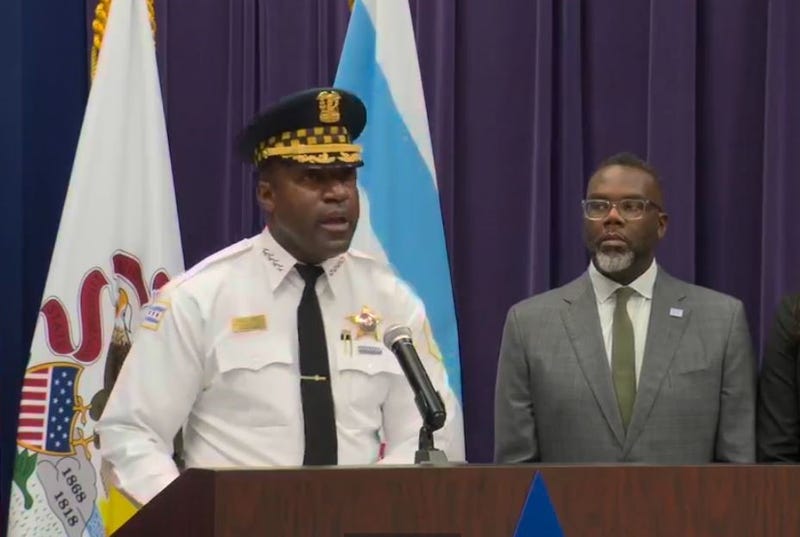 Chicago Police Supt. Larry Snelling and Mayor Brandon Johnson
