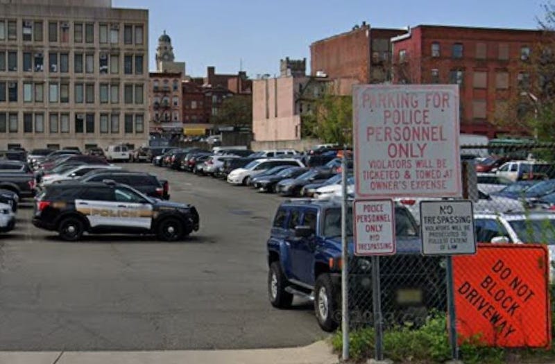 A Paterson Police Department officer struck and killed a 51-year-old man while exiting the police personnel parking lot on Monday evening.