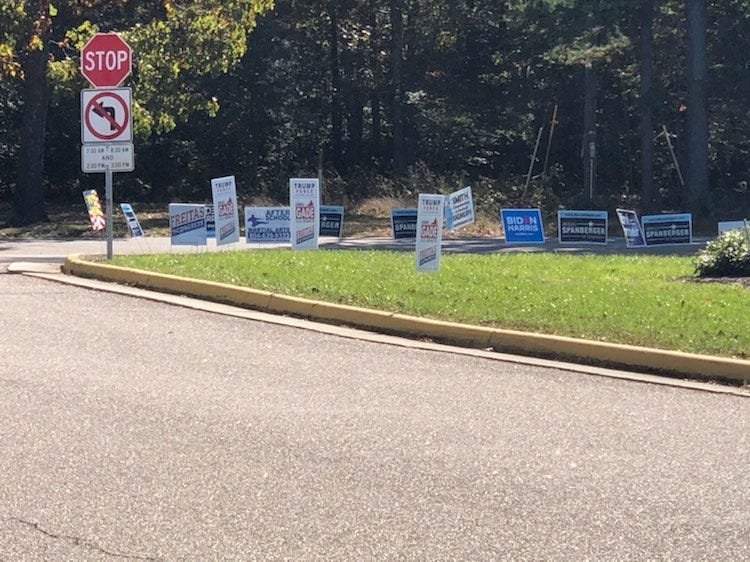 Campaign signs at a polling place in Western Chesterfield (Photo Credit: Matt Demlein/WRVA)