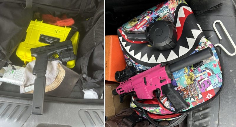 Weapons and accessories found at a high school graduation in Pontiac on Tuesday, June 3.