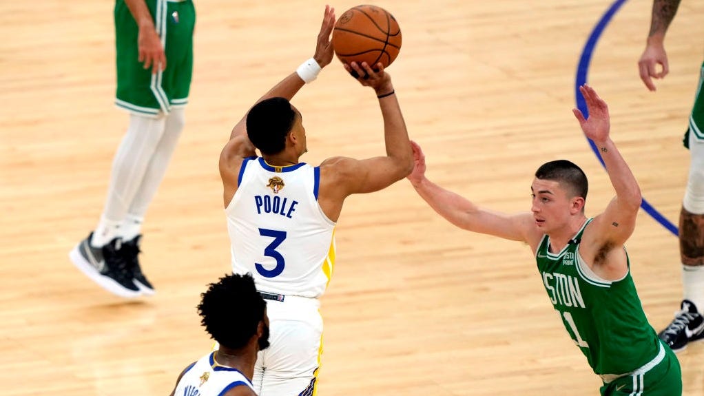 LISTEN: Tim Roye's epic call of Jordan Poole's Game 2 buzzer-beater