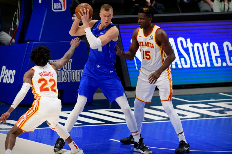 Kristaps Porzingis backs down on Clint Capela