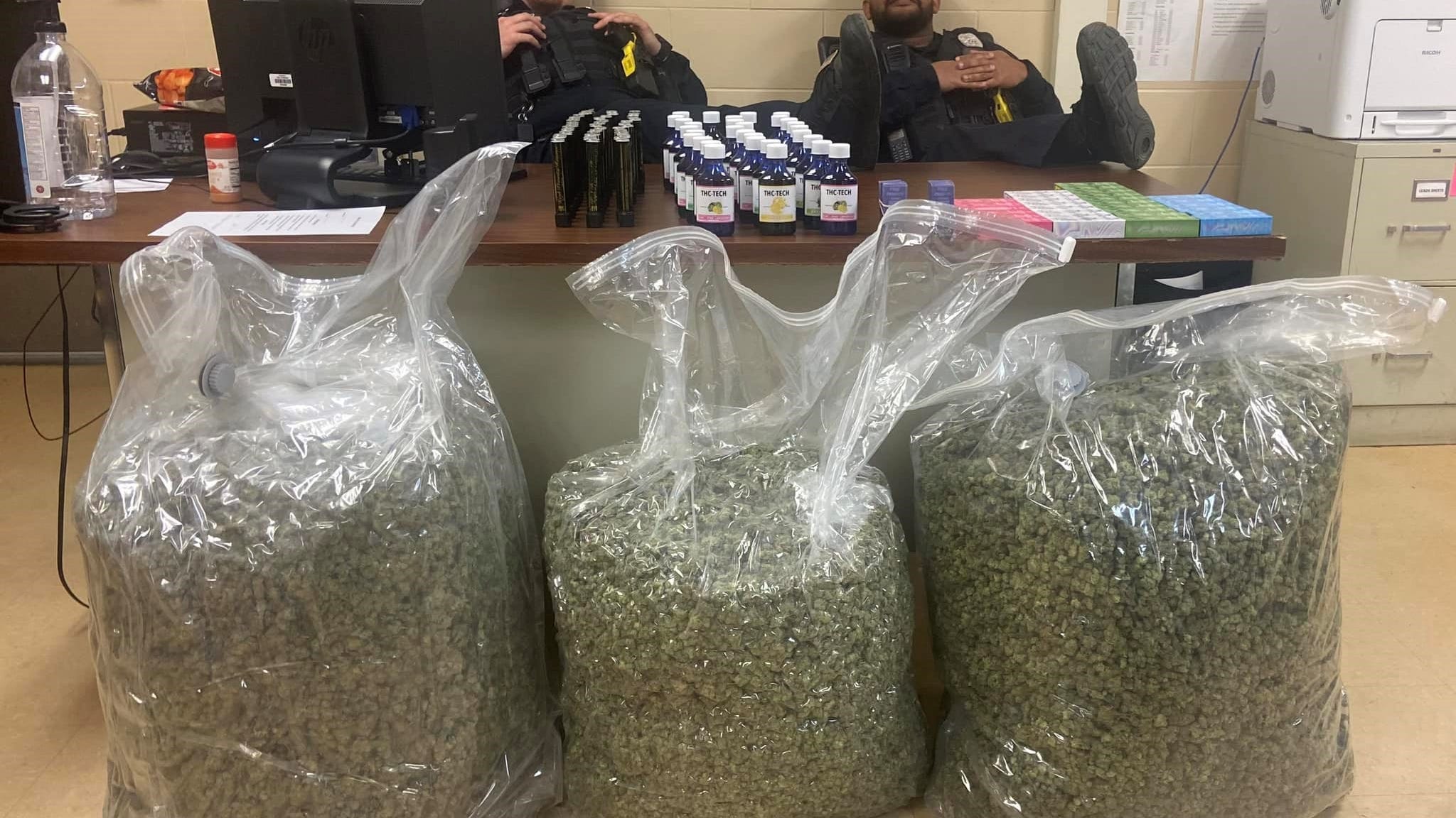 Police say motorist was hauling grass – 82 pounds of it