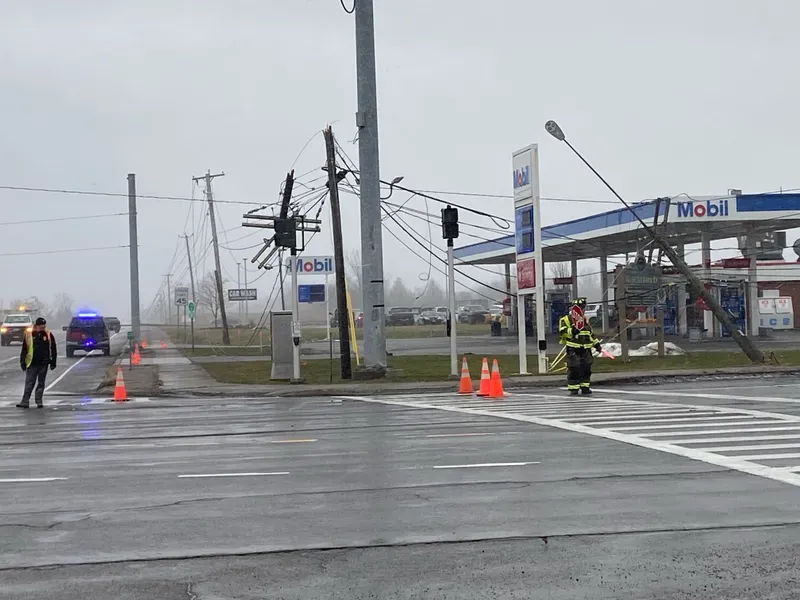 Downed utility pole on 12/29/25