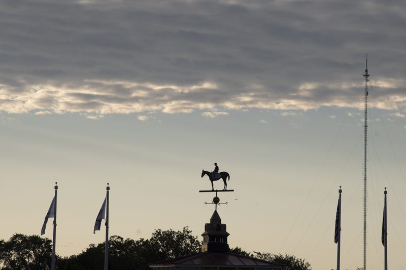 A view of the The Preakness Stakes Weather Vane during the morning training session at Pimlico Race Course.