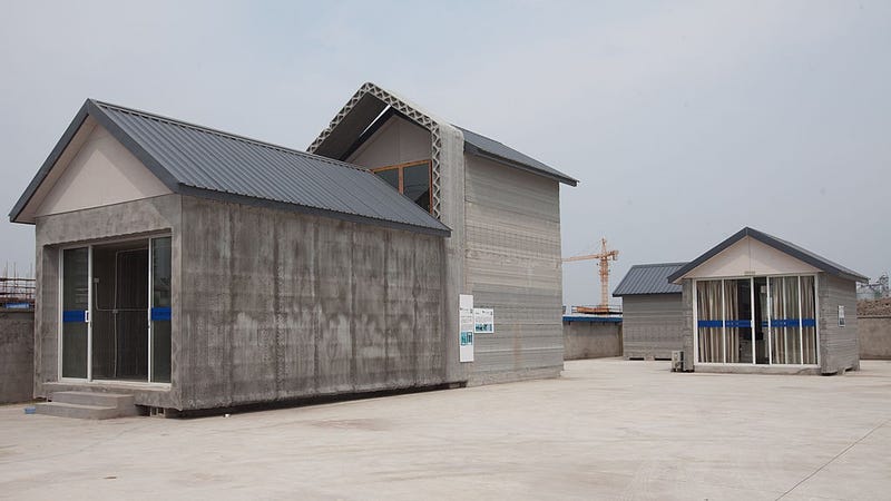 A general view of 3D-printed house is seen at Shanghai Zhangjiang High-Tech Zone Qingpu Park on August 24, 2014 in Shanghai, China.