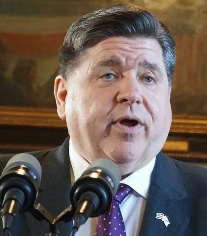 Gov. JB Pritzker speaks at a news conference at the Statehouse in Springfield on April 8, 2025. Photo credit Peter Hancock/Capitol News Illinois