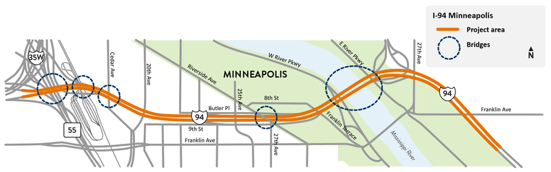 The current I-94 construction project map.