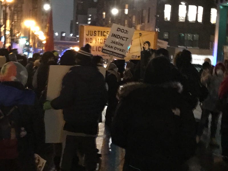 protesters marching