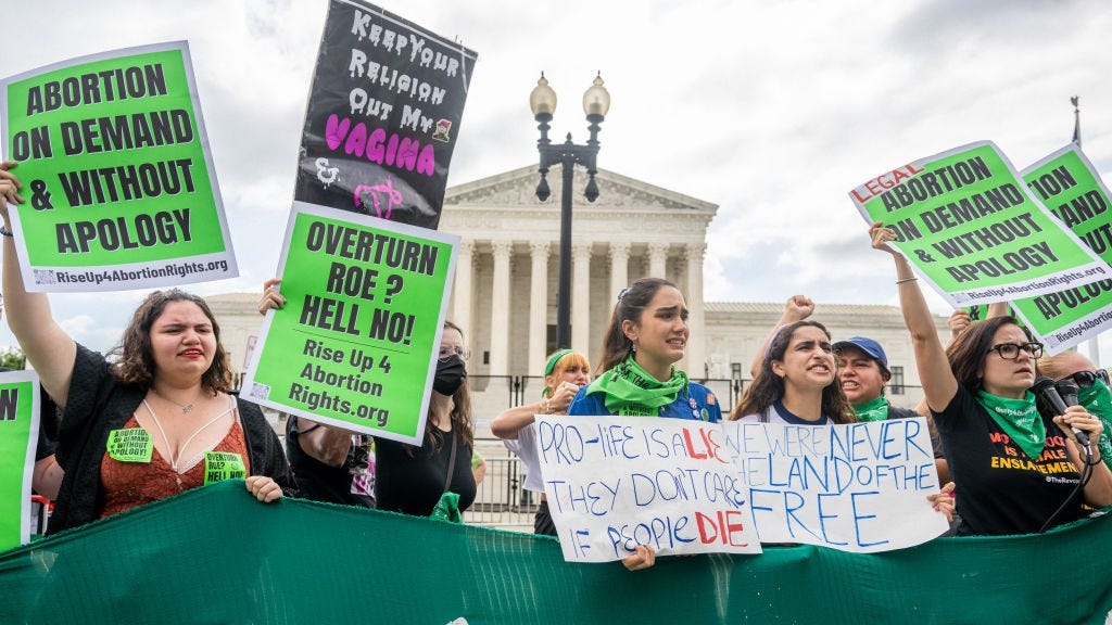 Large protests gather outside Supreme Court following Roe v. Wade being overturned