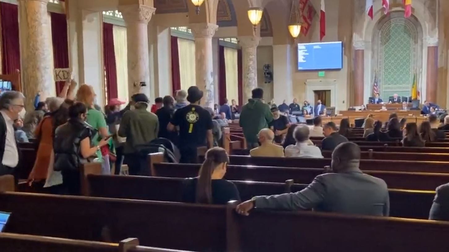 L.A. City Council quickly ejects protesters demanding resignations