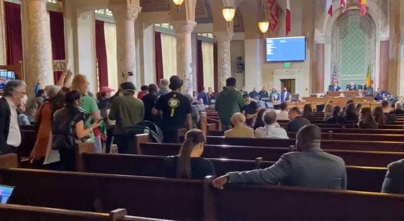 protests at LA city council