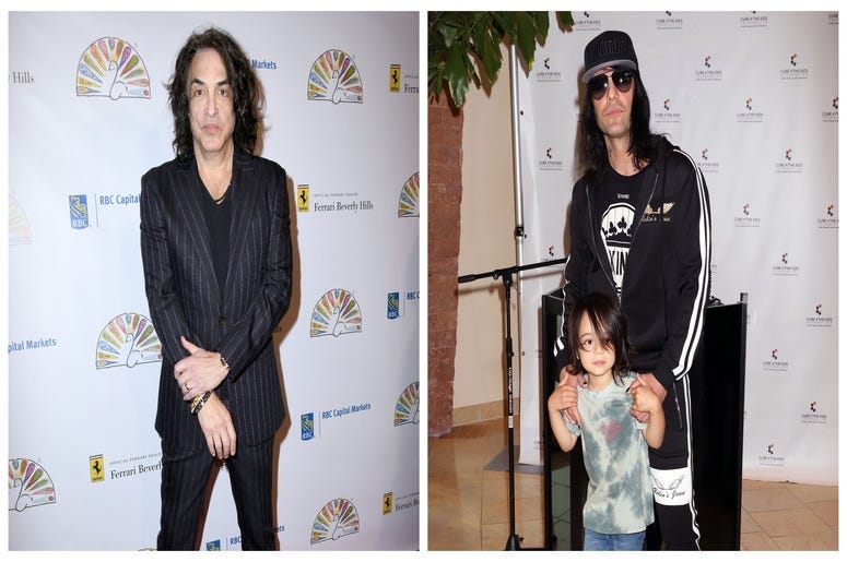 (Left) Paul Stanley, Criss Angel and son (Right)