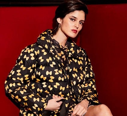Pasta Puffer jacket on model