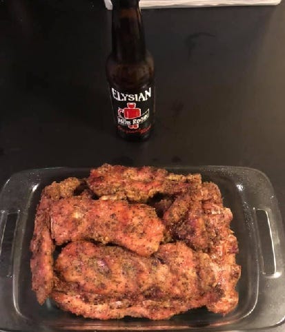 Kenny drinks to pork