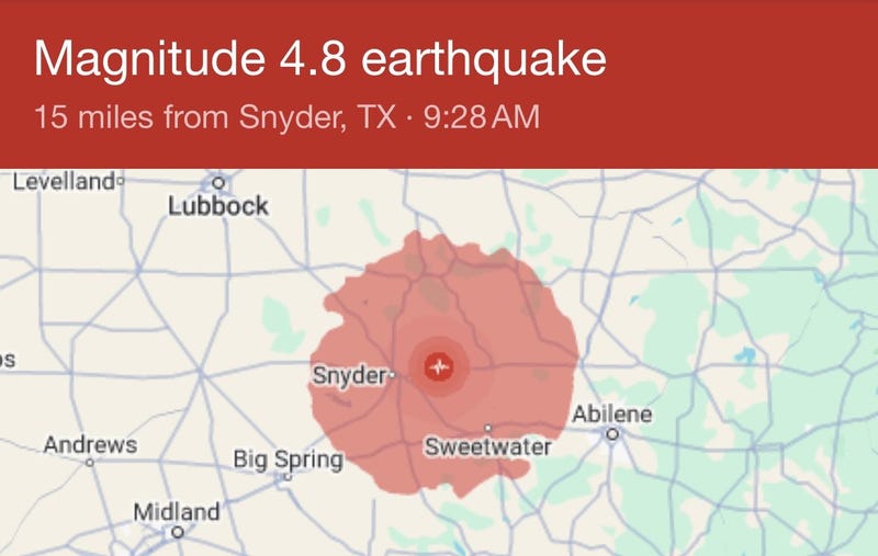 The earthquake was initially measured as a 4.8 magnitude quake.