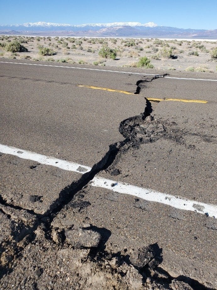 Highway 95 north of Tonopah following quake on 5-15-20
