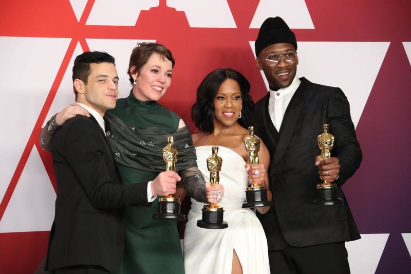Winning actors Rami Malek, Olivia Colman, Regina King and Mahershala Ali at the 2019 Oscars