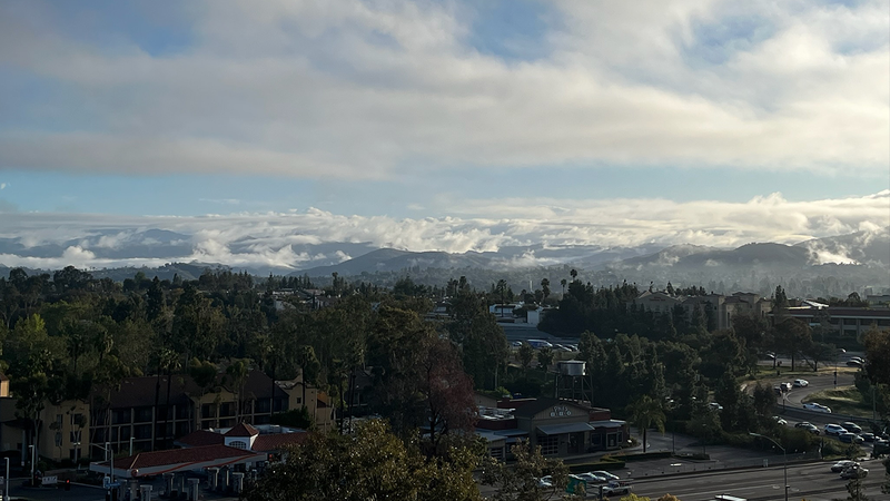 Early-morning stratus clouds hugging the ground in Rancho Bernardo, Calif. on March 29, 2022. Photo taken the morning after heavy rains hit Southern California, drenching parts of Ventura, Los Angeles, Orange and San Diego Counties.