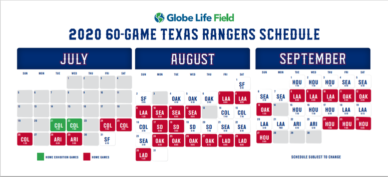 Rangers Schedule 2020