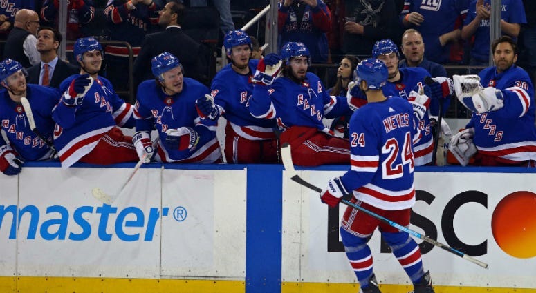 Boo Nieves Celebrates With The Rangers