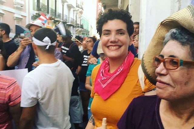 Philadelphia Poet Laureate Raquel Salas Rivera participates in protests in San Juan, Puerto Rico.