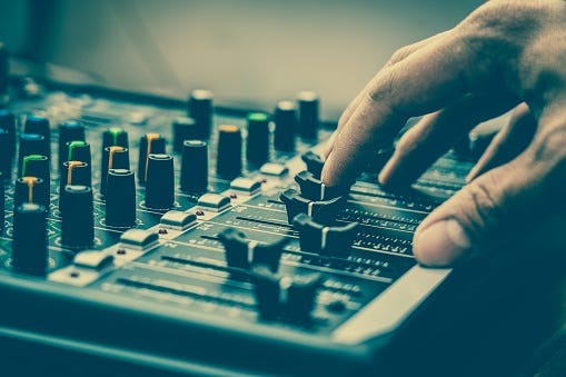 record, music, sound board