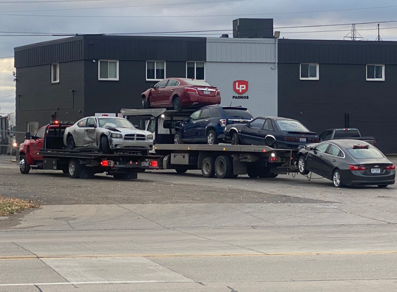 Cars on a truck