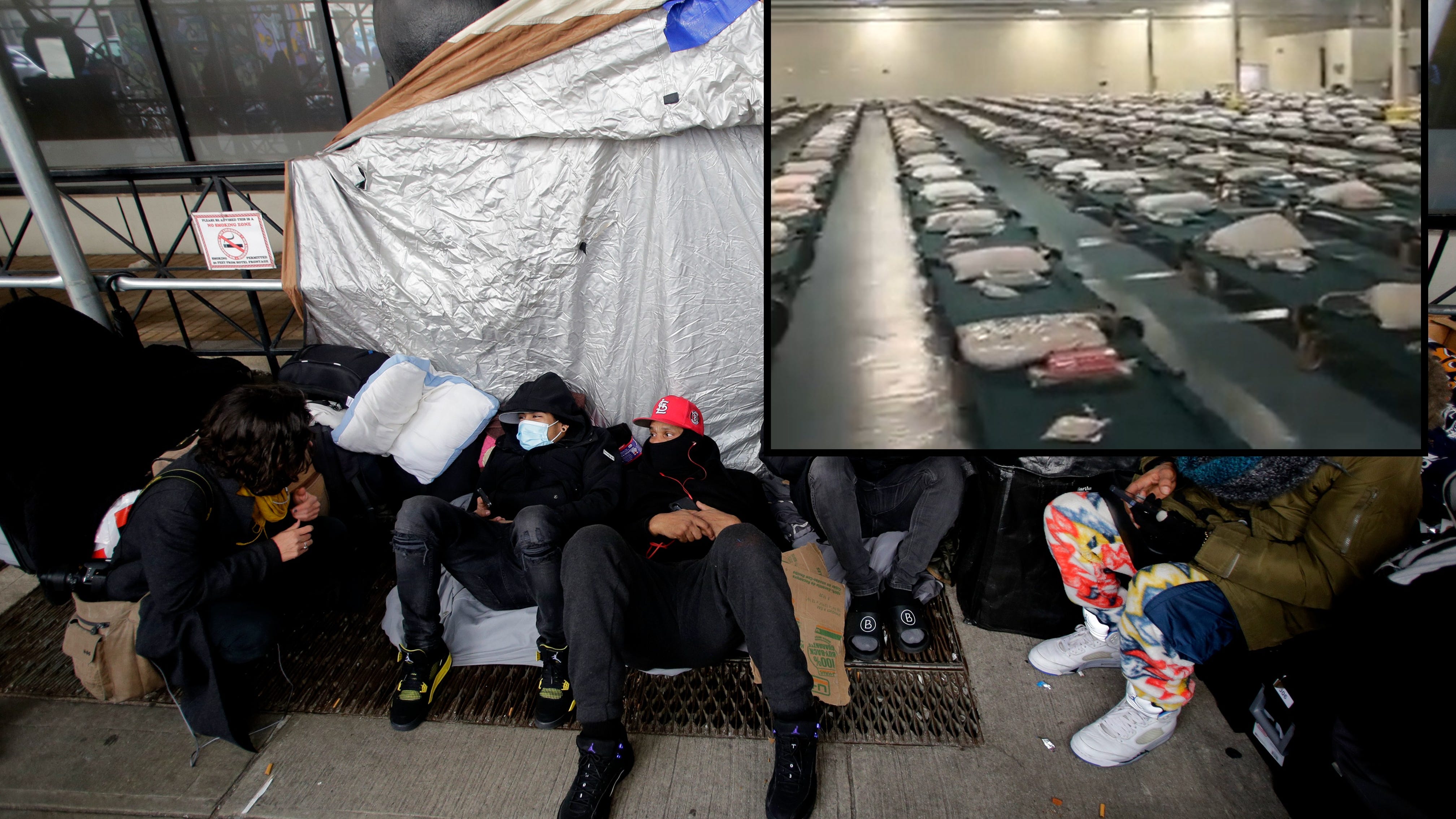 Asylum seekers refuse eviction from Midtown hotel to Brooklyn Cruise Terminal, camp outside hotel