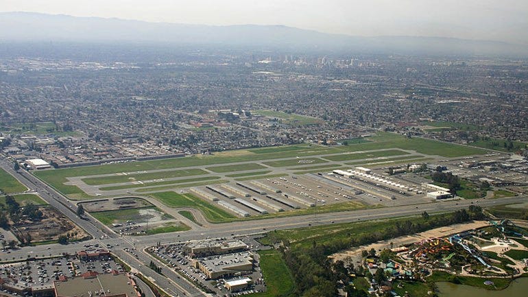 Aerial shot of Reid-Hillview Airport.