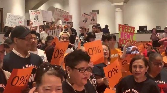 A crowd inside Cooper Union before Rent Guidelines Board vote