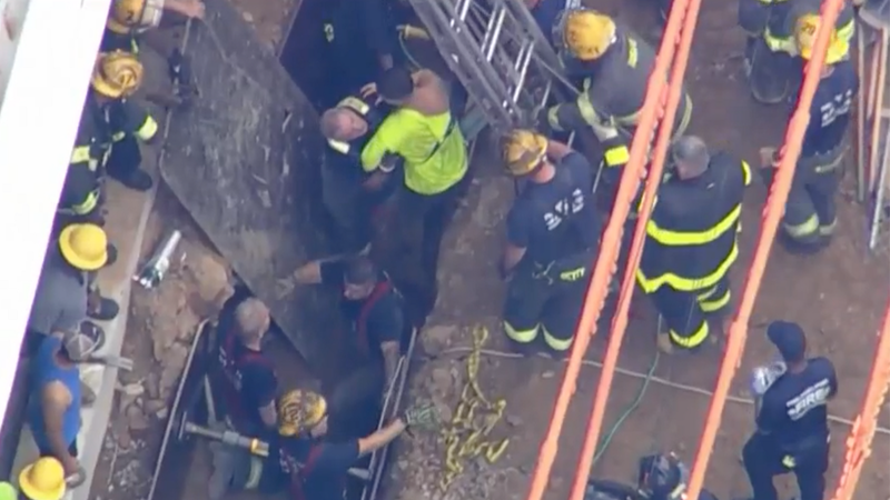 A construction worker was rescued from a trench that collapsed at a job site Friday morning in North Philadelphia.