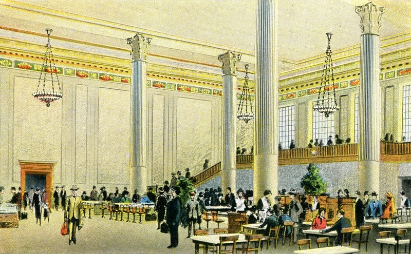 postcard illustration of restaurant at Union Station